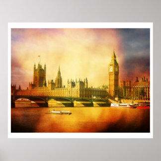 Poster Palais et pont de Westminster
