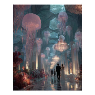 Poster Palais Sous-Marin de Méduses Lumière Fantastique A