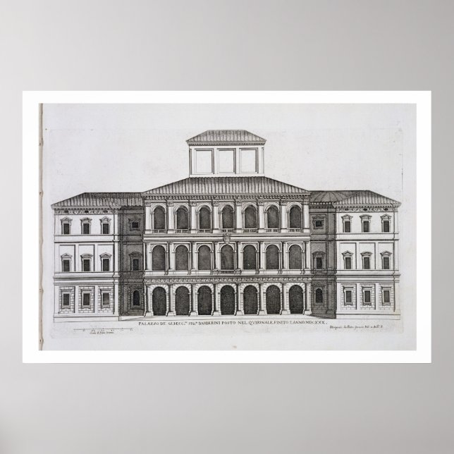 Poster Palazzo Barberini sur le Quirinale, terminé 1630, (Devant)