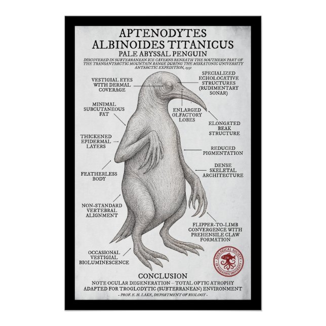 Poster Pale Abyssal Penguin (Miskatonic Antarctic Survey) (Devant)