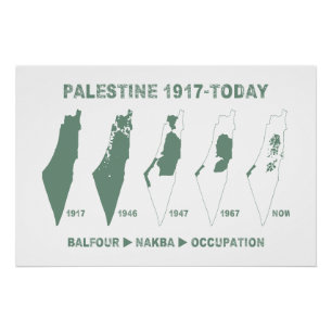Poster Palestine Carte du vol de terres depuis 1917 grn