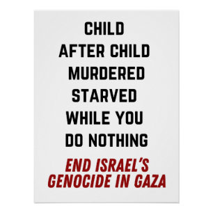 Poster PALESTINE LIBRE L'enfant assassiné Gaza Israël Gén