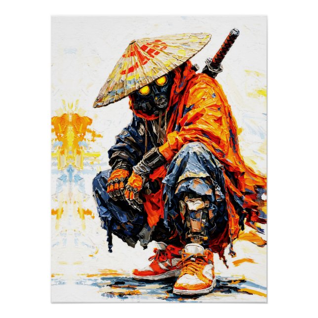 Poster Palette de Cyber Samouraï couteau néon orange impa (Devant)