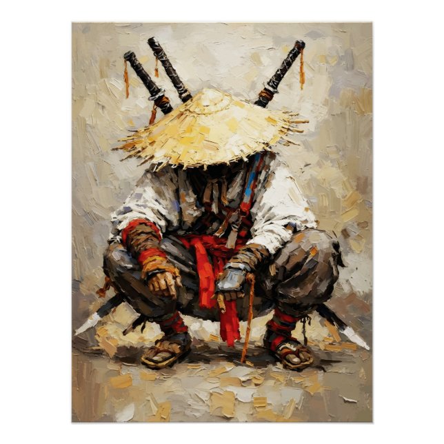 Poster Palette de samouraï au repos Couteau Orange Impast (Devant)
