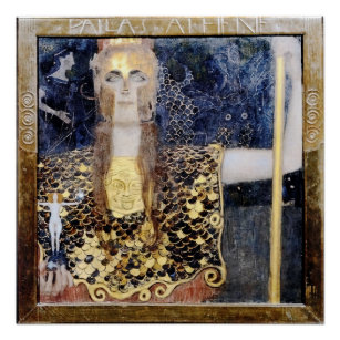 Poster Pallas Athena par George Klimt, Amélioré par l'or