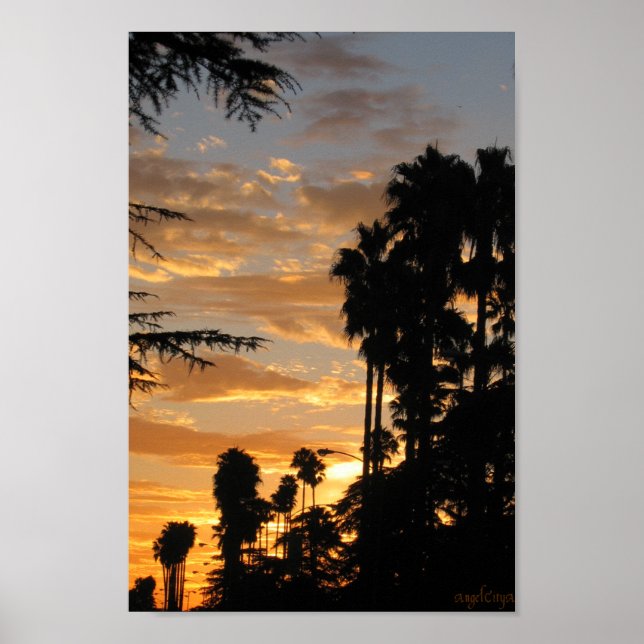 Poster Palm Tree Sunset Los Angeles (Devant)