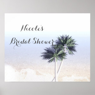 Poster Palm Trees Beach Tropical Bridal Shower Banner