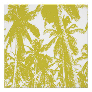 Poster Palmiers tropicaux en Brown doré
