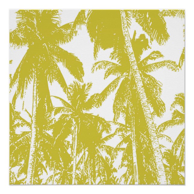Poster Palmiers tropicaux en Brown doré (Devant)