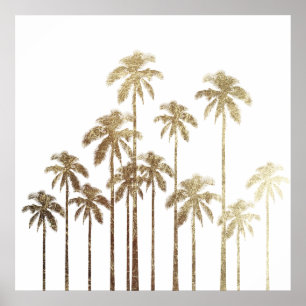 Poster Palmiers tropicaux or glamour sur blanc