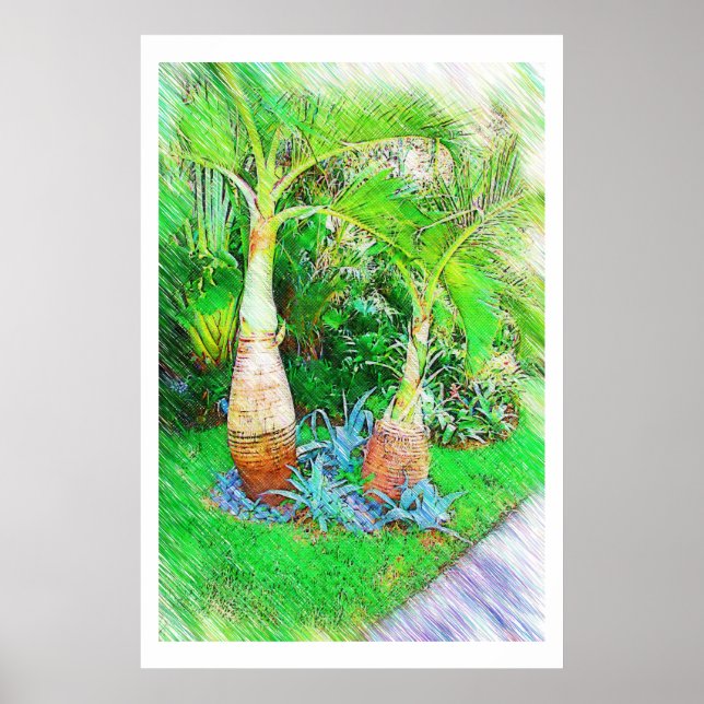Poster Palms & Paysage - Miami Beach, collection Fl (Devant)