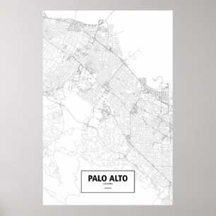 Poster Palo Alto, la Californie (noir sur le blanc)