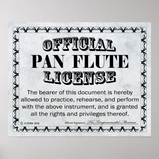 Poster Pan Flute License (Devant)