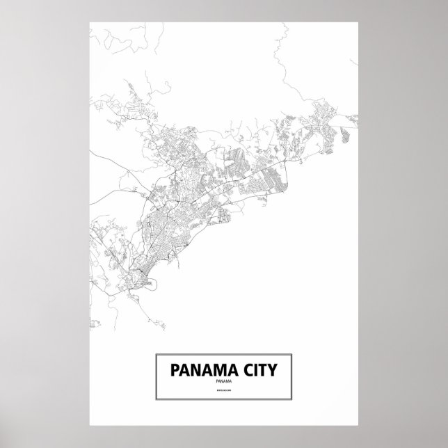 Poster Panama City, Panama (black on white) (Devant)