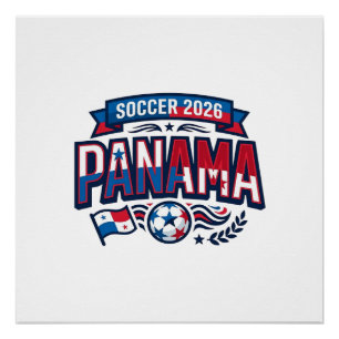Poster Panama Football 2026 Football Gras Pays Typographi