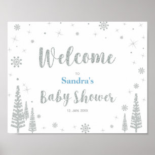 Poster Pancarte de bienvenue pour Baby Shower d'hiver, Ga