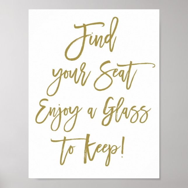 Poster Pancarte de mariage à lettre manuscrite rustique T (Devant)