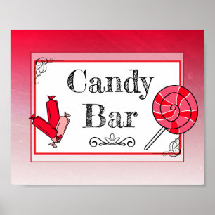 Poster Pancarte de mariage Candy Bar rouge