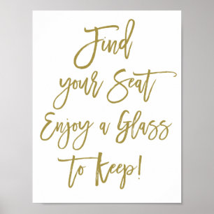 Poster Pancarte de mariage en lettrage main rustique Trou