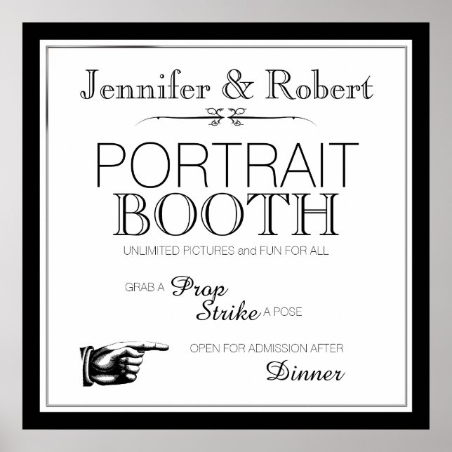 Poster Pancarte de photomaton noir et blanc (Devant)