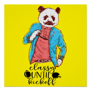 Poster Panda Bear Classy Jusqu'au lancement du football a