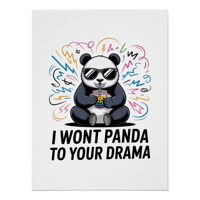 Poster Panda drôle de jeu de mots – “Je ne vais pas panda (Devant)