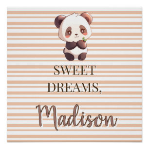 Poster Panda Mignon Personnalisé Douces Rêves