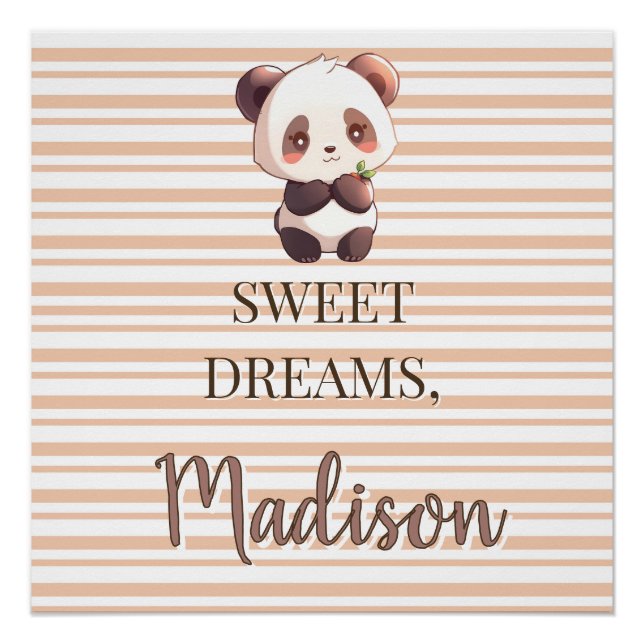 Poster Panda Mignon Personnalisé Douces Rêves (Devant)