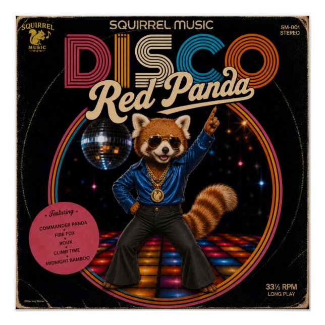 Poster Panda Rouge Disco (Devant)