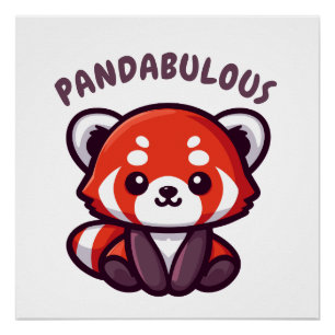 Poster Panda rouge mignonne