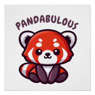 Poster Panda rouge mignonne