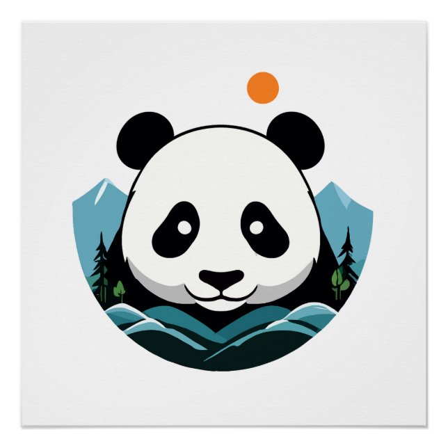 Poster Panda Vector Art Animal Moderne Ville Urbaine Grap (Devant)