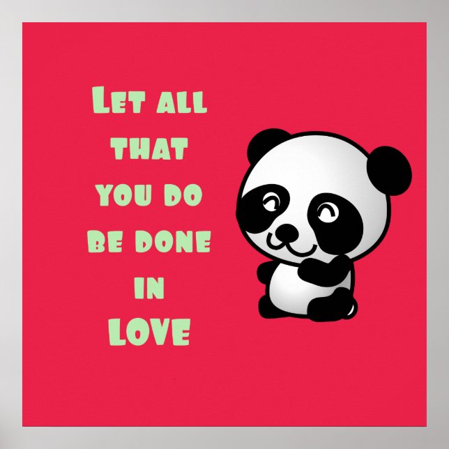 Poster Panda with Inspirational Love Quote (Devant)