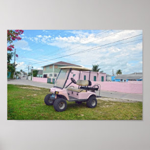 Poster Panier de golf rose aux Bahamas