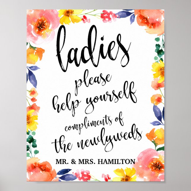 Poster Panier Mariage pour femmes 8x10 Floral Sign (Devant)