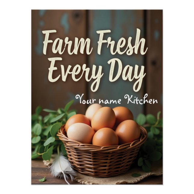 Poster Panier personnalisé d'oeufs Signal rustique (Devant)