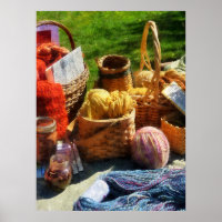 Paniers de fils au marché aux puces