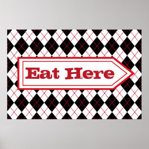 Poster Panneau d'affiche de restaurant Manger ici