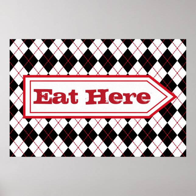 Poster Panneau d'affiche de restaurant Manger ici (Devant)