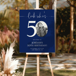 Poster Panneau de bienvenue 50e anniversaire bleu Regar