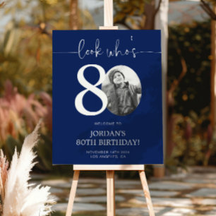 Poster Panneau de bienvenue 80e anniversaire bleu   Regar