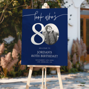 Poster Panneau de bienvenue 80e anniversaire bleu Regar