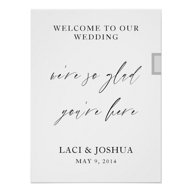 Poster Panneau de bienvenue de mariage à l'écriture éléga (Devant)