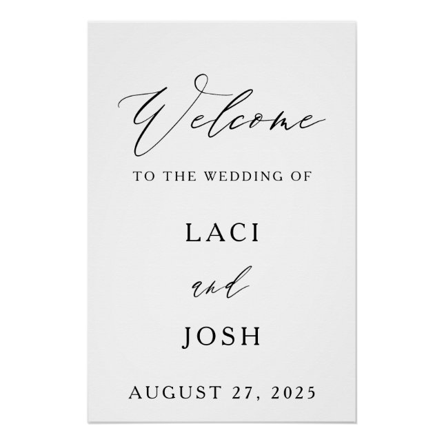 Poster Panneau de bienvenue de mariage élégant moderne |  (Devant)