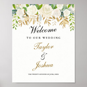 Poster Panneau de bienvenue de mariage feuille florale do
