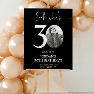 Poster Panneau de bienvenue pour 30e anniversaire noir