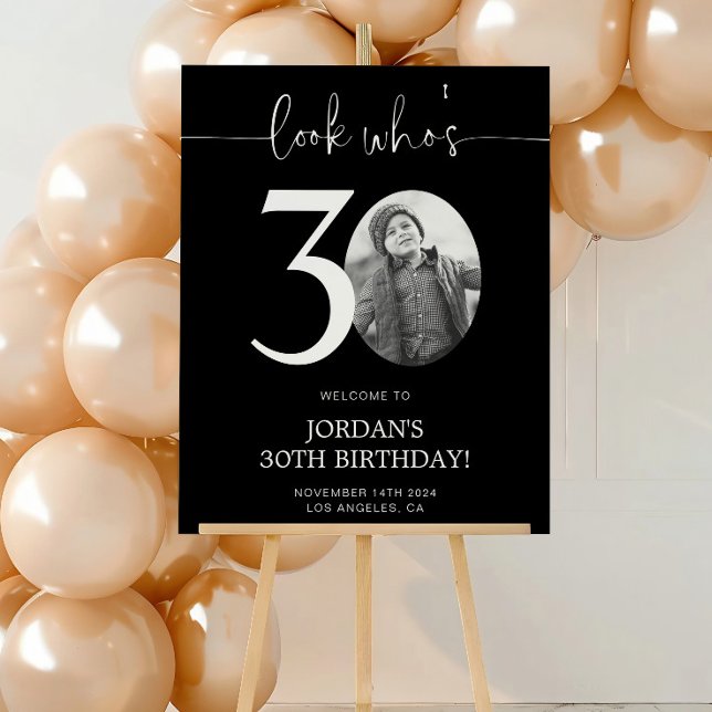 Poster Panneau de bienvenue pour 30e anniversaire noir |  (Créateur téléchargé)