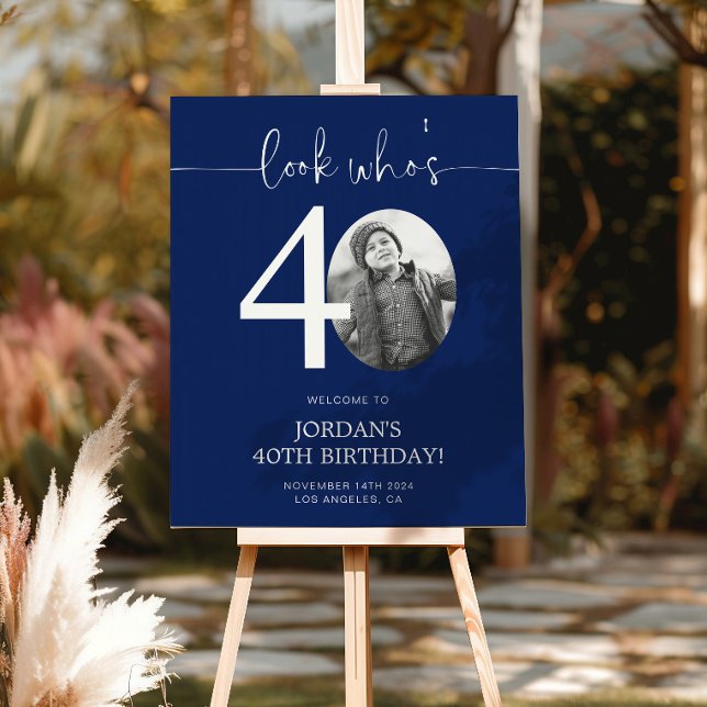 Poster Panneau de bienvenue pour 40e anniversaire bleu |  (Créateur téléchargé)