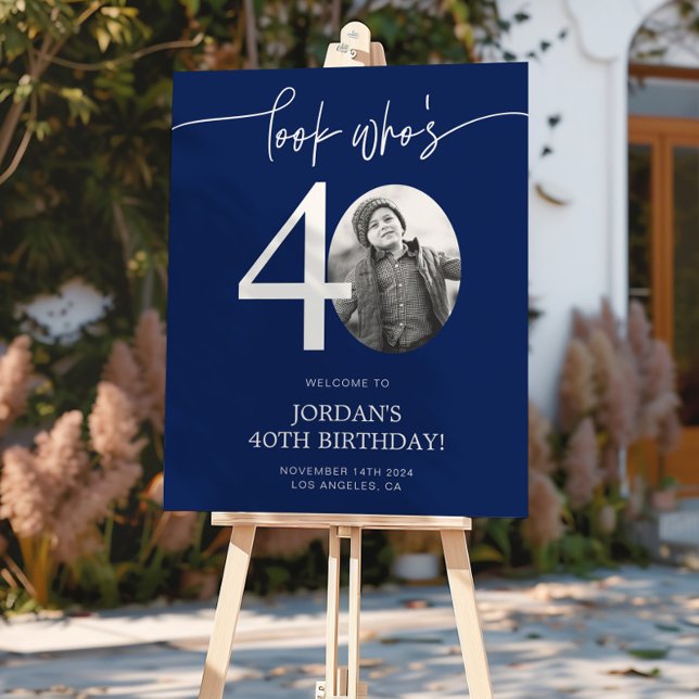 Poster Panneau de bienvenue pour 40e anniversaire bleu |  (Créateur téléchargé)