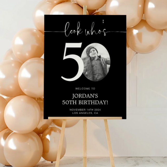 Poster Panneau de bienvenue pour 50e anniversaire noir |  (Créateur téléchargé)
